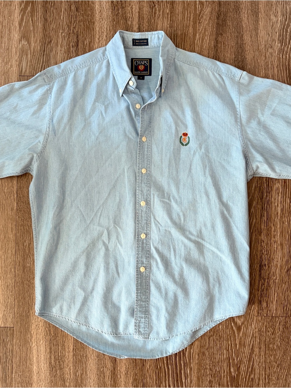 Chaps Light Blue Button-Down Oxford Shirt with Embroidered Crest
